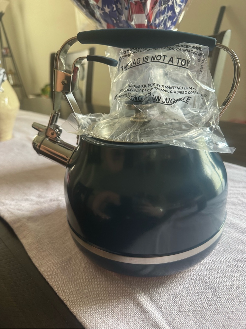 Princess House Navy Blue Whistling Tea Kettle